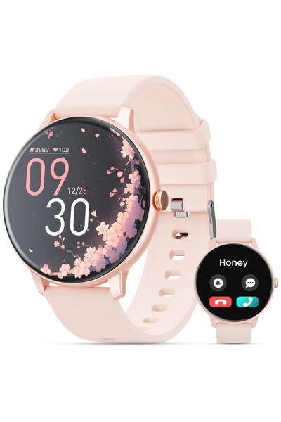 HYX ساعة ذكية نسائية مقاس 1.39 بوصة، مع خاصية الرد على المكالمات وتتبع اللياق...