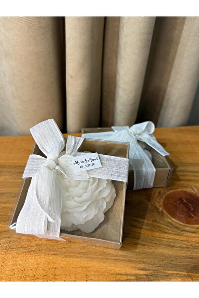 DipOL Butik Vanilya Kokulu Kutulu Şakayık Mum 8cm Söz, Nişan,Kına,Düğün,Nikah...