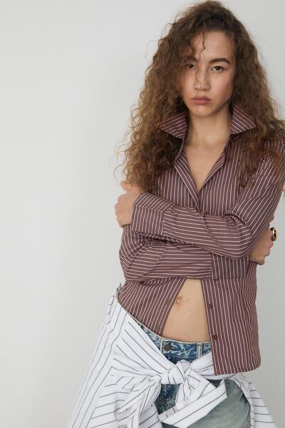 Stradivarius Basic striped fitted shirt