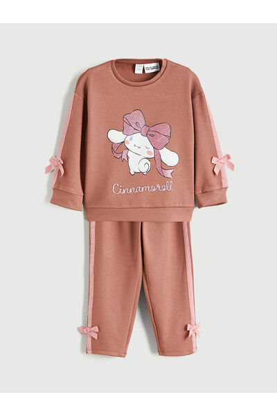 LC Waikiki Brown Cinnomoroll Printed Girls' Sweatshirt and Sweatpants