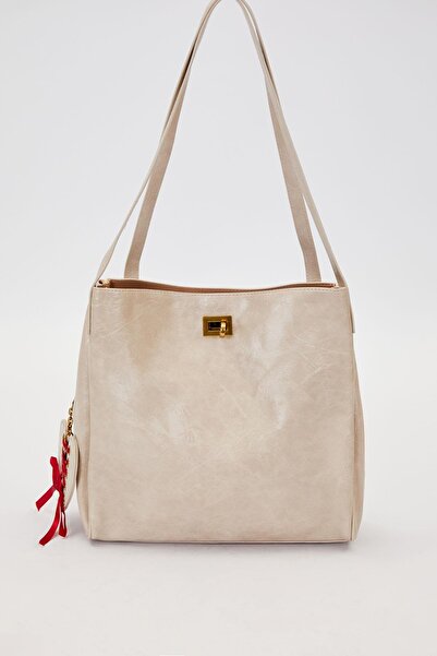 Levidor Gray knitted accessory detailed shoulder bag