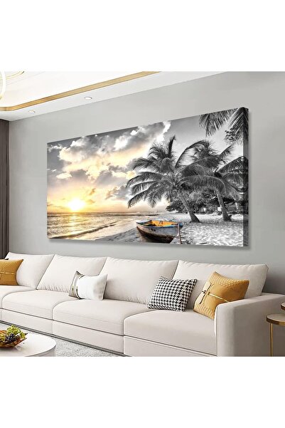 ALAYRA International لوحة فنية جدارية من قماش الشاطئ باللونين الأبيض والأسود،...