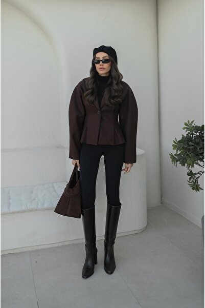 Havoş Brown Waist-Length Cashmere Jacket