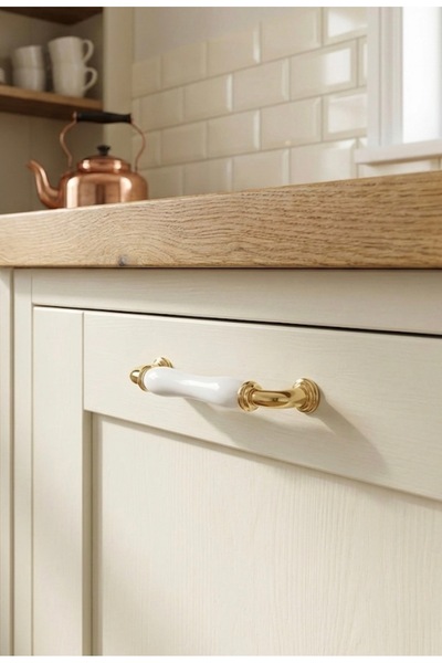 Özen Metal özen porselen altın sar beyaz mobilya kulbu