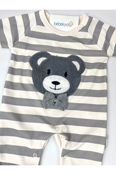 bebekyol Süzene Bear Embroidered Baby Romper