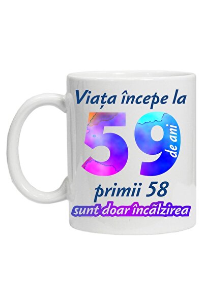 CRD PRINT Personalized mug 'Life begins at', 59 years, CRD PRINT, 330ml, white