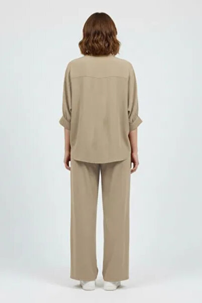 Muchmy Women Clothing Set Casual 2 Pcs Co-ord Set Top Collar Shirt And Bottom Lady's Outfit