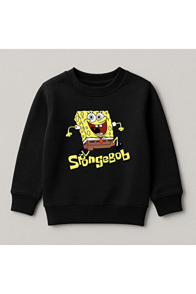 SVART WEAR سويت شيرت سبونج بوب مطبوع برقبة دائرية مصنوع من القطن بنسبة 100% ل...