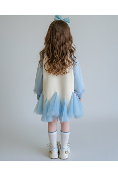 nannie Winter Princess Blue Dress with Bows - 3-4 years