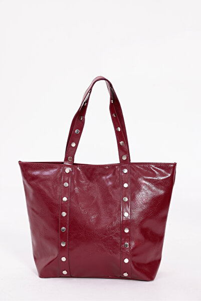 CELESTIAL COLLECTION New Season Briella Burgundy Shiny Faux Leather and Zippered Stylish Bag