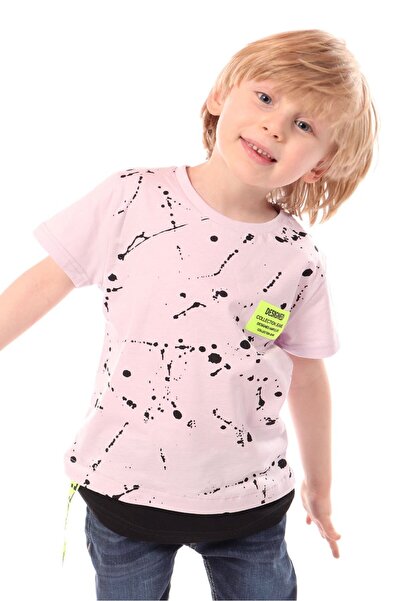 Toontoy Tricou cu mânecă scurtă pentru băieți, cu imprimeu și guler rotund - ...