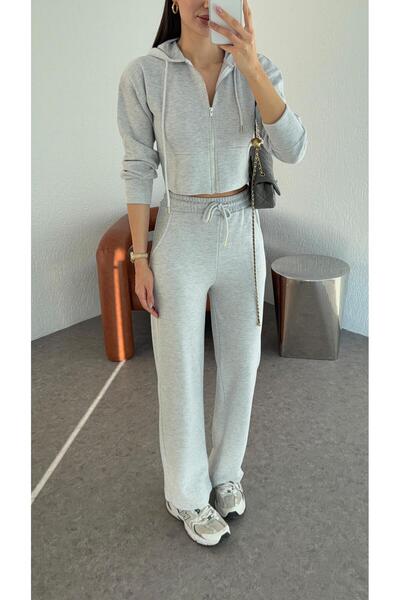 HAZELANNA Thessaloniki Fabric Hooded Gray Set