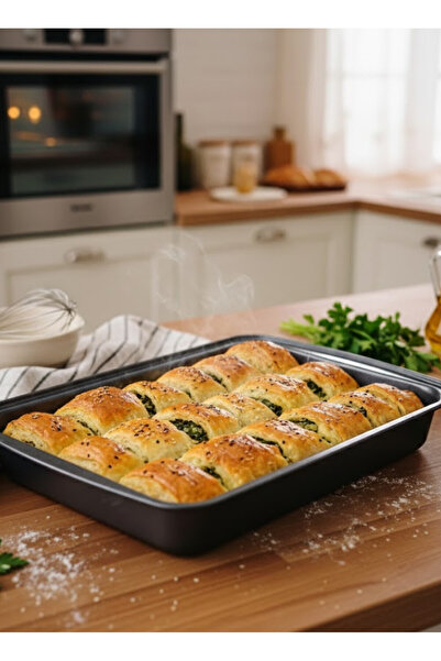 abnturk 33x22 Ebat Teflon Fırın Tepsisi Yanmaz Yapışmaz Teflon Tepsi