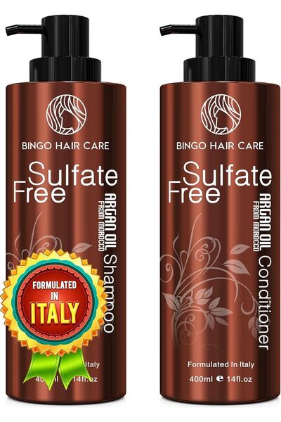 BINGO HAIR CARE Natural Organic Moroccan Argan Oil Shampoo and Conditioner Se...