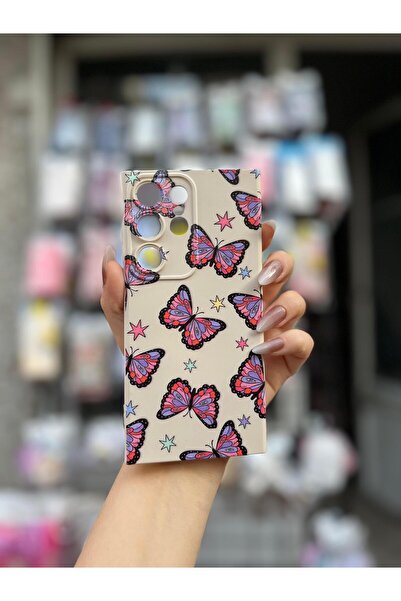 CaseKİdükkan جراب هاتف سامسونج جالاكسي S24 ألترا متوافق مع الكاميرا، مبطن بالمخمل من الداخل، بنمط منتفخ