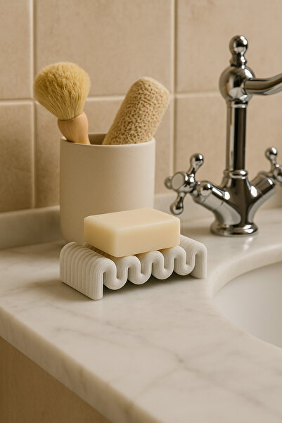 DOAN HOME وعاء صابون على شكل موجة منقوشة بالرخام