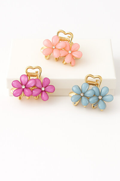 MakeWell Çiçek Figürlü Renk Renk 3'lü Küçük Boy Mandal Toka Setleri