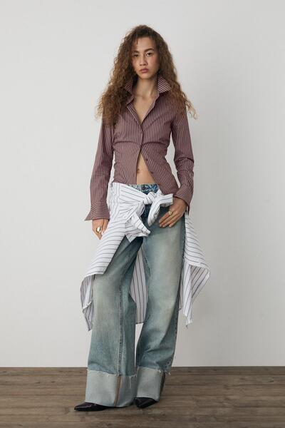 Stradivarius Basic striped fitted shirt