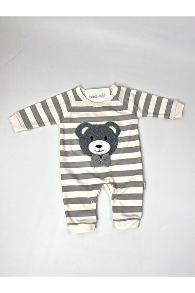 bebekyol Süzene Bear Embroidered Baby Romper