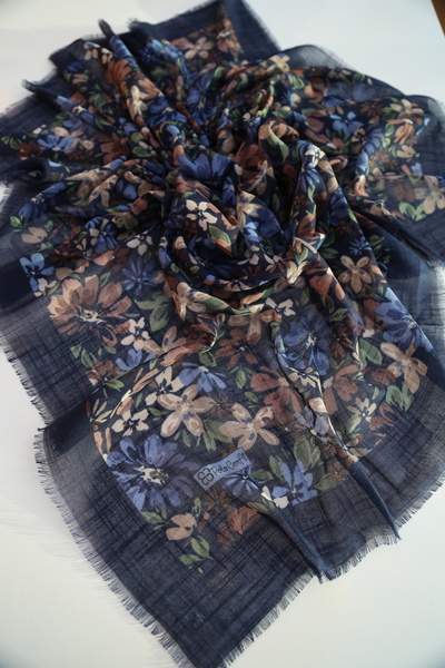 POLO CRAFT Keten Yazma Çiçekli Desen Tülbent