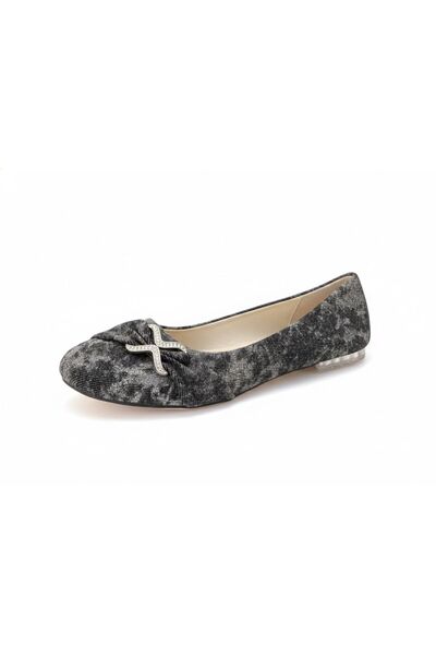 HABBIBI Grey-Black Animal Print Ballerinas with Glam Crystal Detail