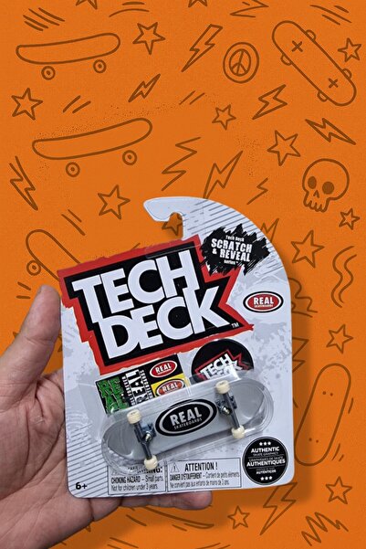 TOYFEST Tech Deck – Real Skateboards – Beyaz Gri Klasik Seri – Tekli Parmak K...