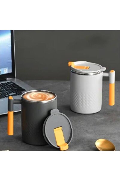 NKX 2 Pieces Double-Layer Stainless Steel Mug with Lid - Anti-Scalding Cup for Children and Adults