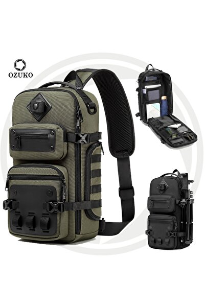 OZUKO 9585 Waterproof Tactical Crossbody Sling Bag for Men with Tripod Holder