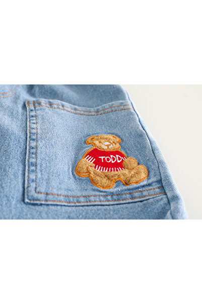 nannie Cute Bear Cream Blouse and Blue Pants Set - 2-3 years