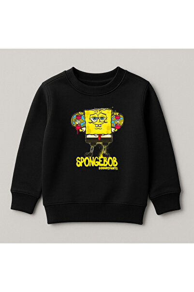 SVART WEAR سويت شيرت سبونج بوب مطبوع برقبة دائرية مصنوع من القطن بنسبة 100% ل...