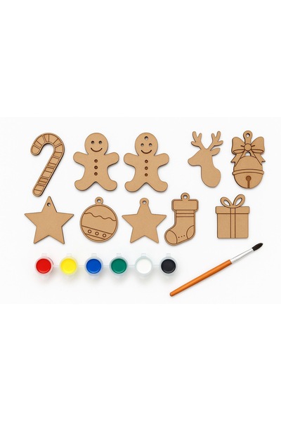 Ahşapp 10’lu Yılbaşı MDF Boyama Seti – Çocuklar ve Yetişkinler İçin Eğlenceli...