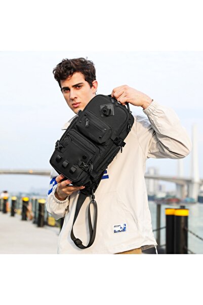 OZUKO 9585 Waterproof Tactical Crossbody Sling Bag for Men with Tripod Holder