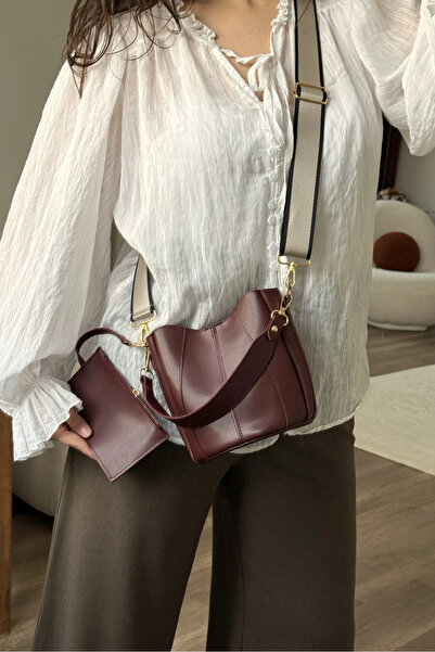 LEONAS Stitch Detailed Wallet Pouch Model Women's Hand and Shoulder Bag Didas St0045