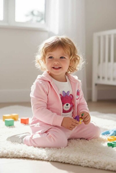 Minitiks baby 3-Piece Tracksuit Set Cotton Pink Baby Girl /Sweat Set