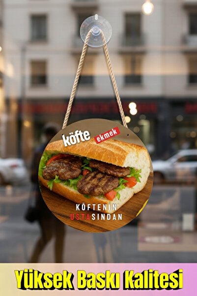 Dekor Paleti Köfte Ekmek Kapı ve Vitrin Asma Tabelası – 30x45 cm Asmaya Hazır Reklam Levhası