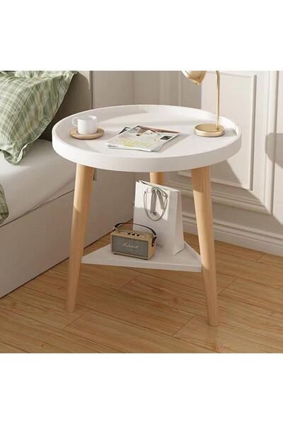 MOSTAFA Modern round table with wooden legs