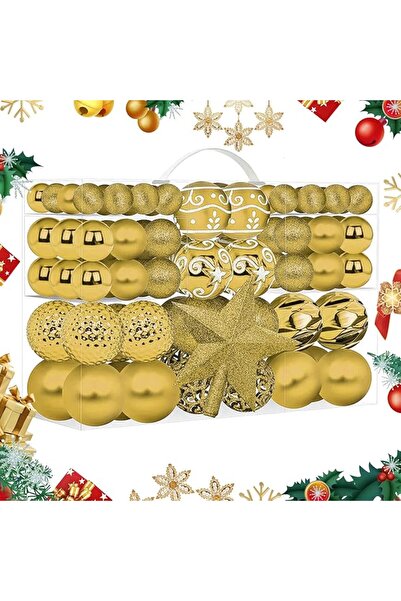 Generic 101 Pieces Christmas Balls Ornaments Set Shatterproof Plastic Xmas Balls Baubles Decorations Hanging