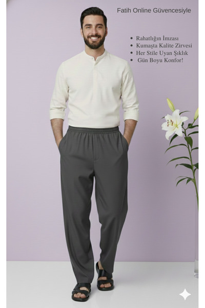 Fatih Online Hacı ve Umre İçin Günlükte Şık Kesim Rahat Kalıp Erkek Şalvar Pa...
