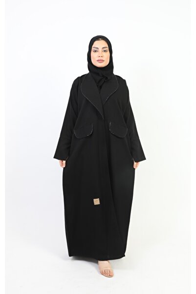 Stylish عباية كلاسيك لف بياقة مزينة بكريستال