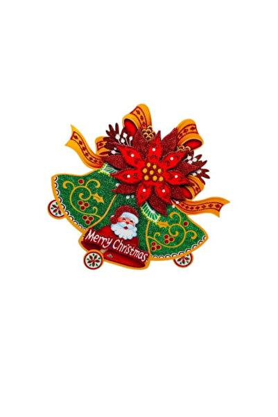 OEM Autocolant decorativ 3D clopoțel de Crăciun cu poinsettia și Moș Crăciun ...