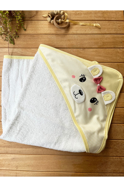 Ekebaby Pamuklu 80×80 Ayıcıklı Bebek Havlusu / Kundak
