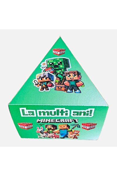 MINECRAFT Set de 5 cutii de carton pentru felii de tort Minecraft, reutilizabile, 11x8x6 cm