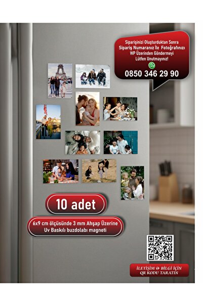 Photo Garage Kişiye Özel Fotoğraf Baskılı Ahşap Buzdolabı Magneti – 10 Adet 6...