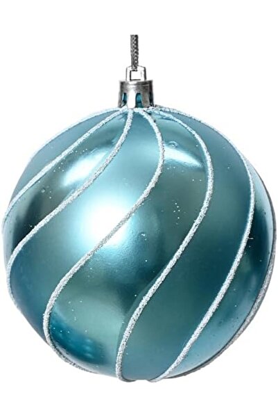 Generic Christmas 8Cm Bauble On Wire Shatterproof Matt Glitter & Lacquer Blue