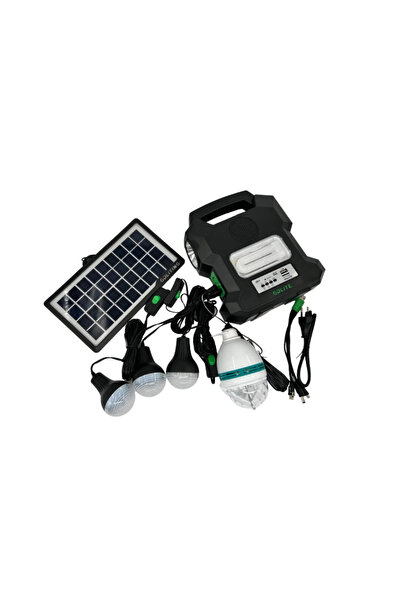 KlaussTech Sistem solar portabil cu 4 becuri LED, ieșire USB 5V, player MP3 Bluetooth, radio FM, 220 - 240 V