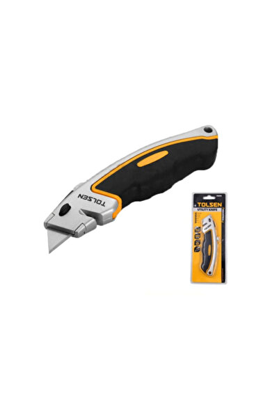 KlaussTech Professional Utility Cutter 61x19mm, 5 Industrial Steel Blades, Blade Material Sk5, Zinc Alloy Body