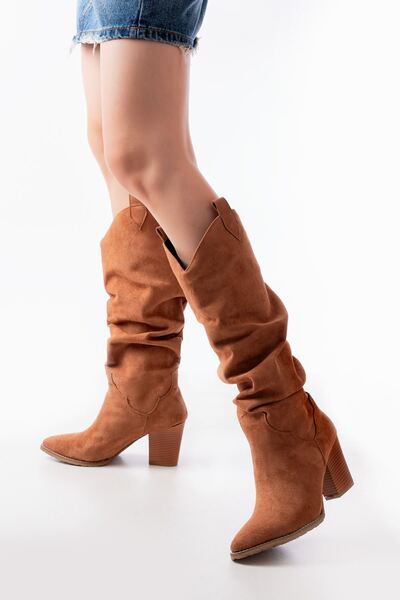 Budi Ls-1884 Tan Suede Daily Women's Boots