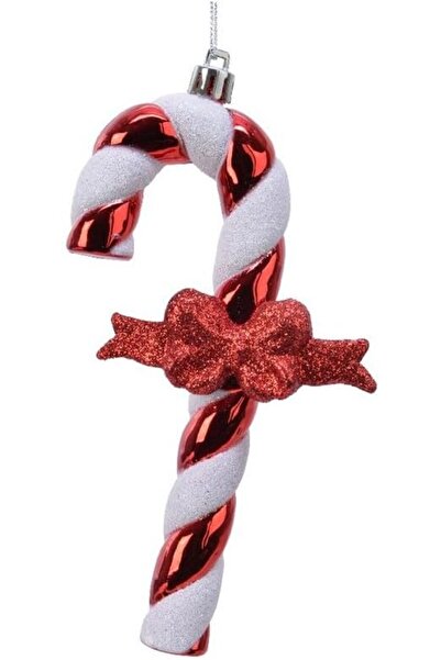 Generic Red & White Christmas Candy Stick Plastic Shiny Glitter Ornament for Indoor & Outdoor Holiday Decora