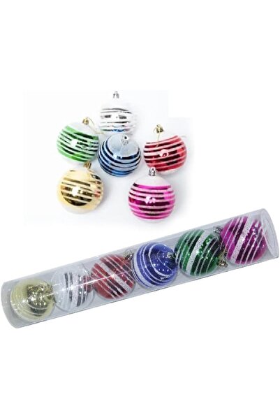 Generic زينة كرات عيد الميلاد مقاس 7 سم - مجموعة من 6 كرات بألوان مختلطة لتزي...