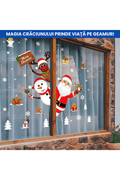OferteTop Set of Reusable Christmas Stickers, For Windows, Doors, Mirrors, Etc. (90 Pieces)